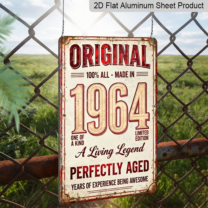 2D Flat Vintage Metal Aluminum Decorative Sign (8'' X 12''), Made in 1964, Perfectly Aged Living Legend Retro Wall Art, Home Decor for Bar, Living