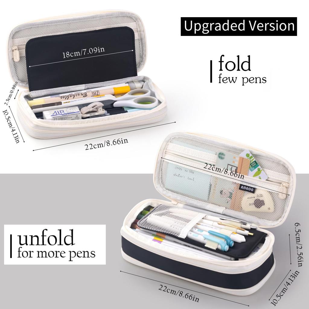 ANGOOBABY Пенал большой вместимости для и мелких предметов Подходит для мальчиков среднего и старшего школьного возраста, для офиса и работы Черный чехол,