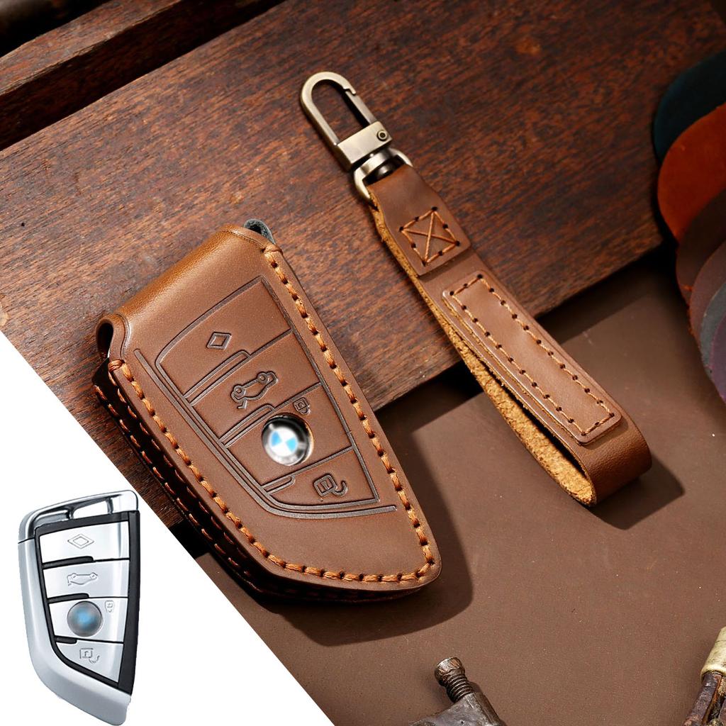 Роскошный кожаный чехол для ключей ручной работы HALLMO для нового BMW