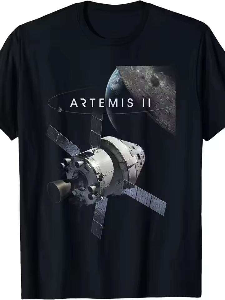 Artemis 2026 Lunar Mission Launch Artemis II Commemorative T-Shirt Classic Crew Neck 180G men's t-shirts for Summer Unisex