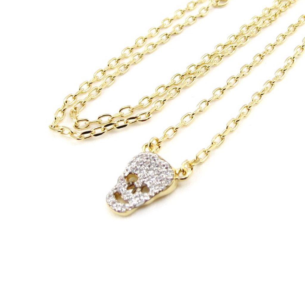 Les Trésors De Lily [J0861] - White Gold Plated 'Skull' Necklace