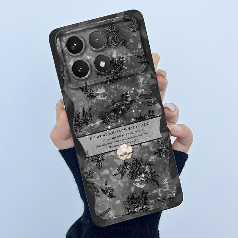 Для Xiaomi Poco X6 Pro 5G Чехол Poco X6Pro Задняя крышка Модный Минимализм Цветочный Мягкий Жидкий Силиконовый Чехол Для PocoX6 Pro Fundas