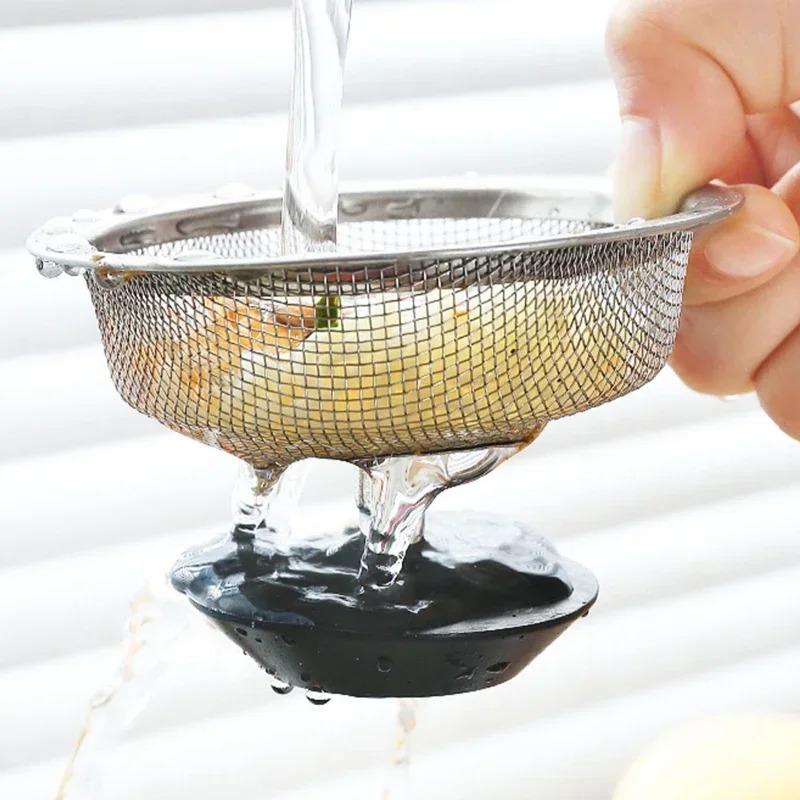 Kitchen Sink Stainless Steel Filter Sewer Mesh Strainers Bathroom Sink Floor Drain Hair Waste Filter Drain Basket Hole Filter