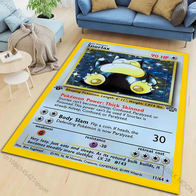 Ковер с принтом Pokémon Пикачу Чаризард Сквиртл для гостиной, спальни, декора дивана, домашний коврик, нескользящий коврик, коврики для игр