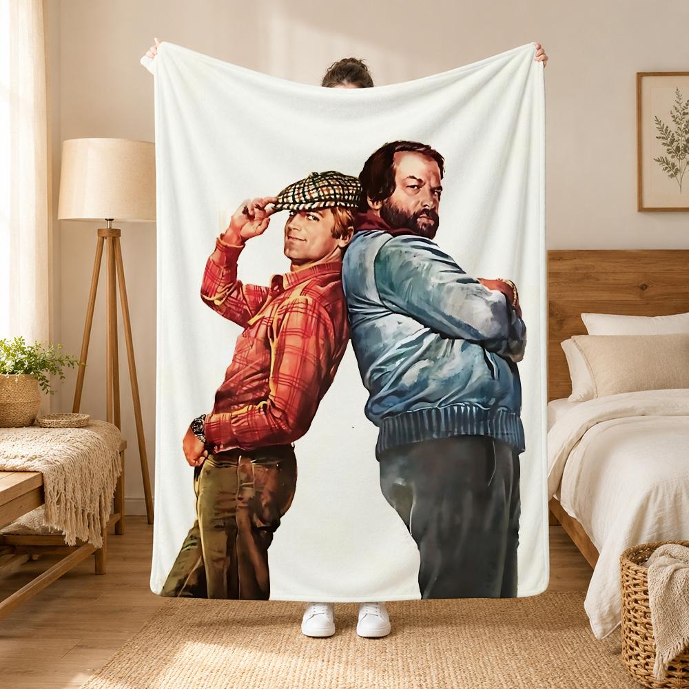 Terence Hill and Bud Spencer Actors Throw 240g flannel blanket, suitable for sofas, beds, offices,  exquisite gift blankets