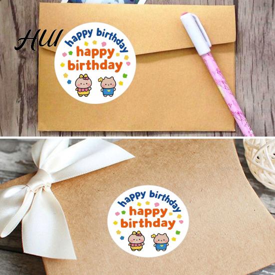 Kids Birthday Sticker Decorations 6Pcs Happy Thank You Set Cute Party Decals for Kindergarten Diary Stickers Gift Wrapping Cards Crafts Colorful