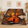 Rhythm Violin Cello Music Note Instrument Flannel Blanket Soft Throw Blanket for Bedroom Living Room Bed Travel Picnic Nap Cover