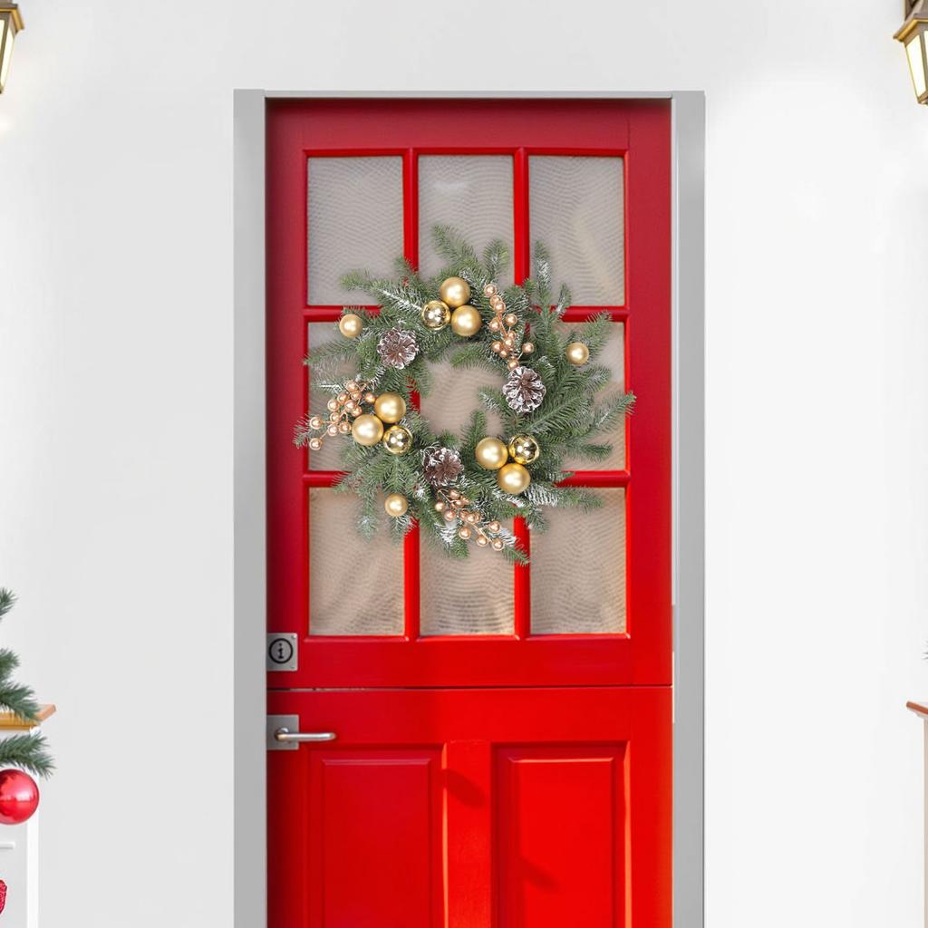 Рождественские украшения, Золотой рождественский венок из шаров, Ротанговое настенное украшение, Украшения для отеля и торгового центра, Рождественский венок