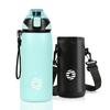 FJbottle 600ml Vacuum Insulated Mug Bottle with Strap, One-Touch Operation, Keeps Drinks Hot or Cold, Easy To Clean, Wide Mouth Stainless Steel Bottle