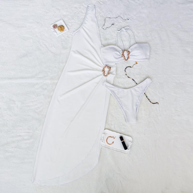 Комплект бикини из 3 предметов, сексуальные женские купальники, женская купальная одежда, бикини на одно плечо, купальный костюм, костюмы для плавания, пляжная одежда, бикини