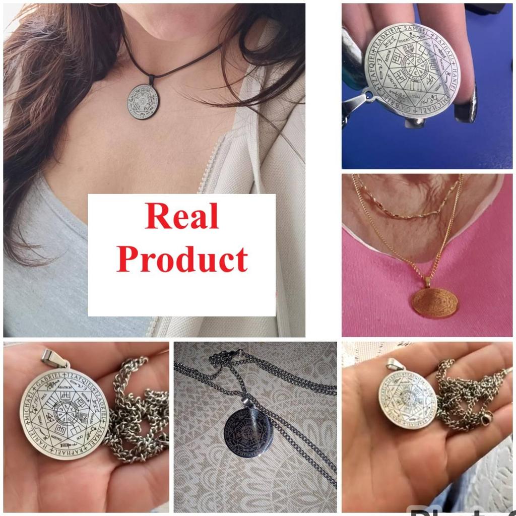 Catholic Amulet Seven Archangels Necklace Pendant Vintage Protect Charm Talisman Powerful Wealth Success Health Lucky Jewelry Unisex Men Women Alloy