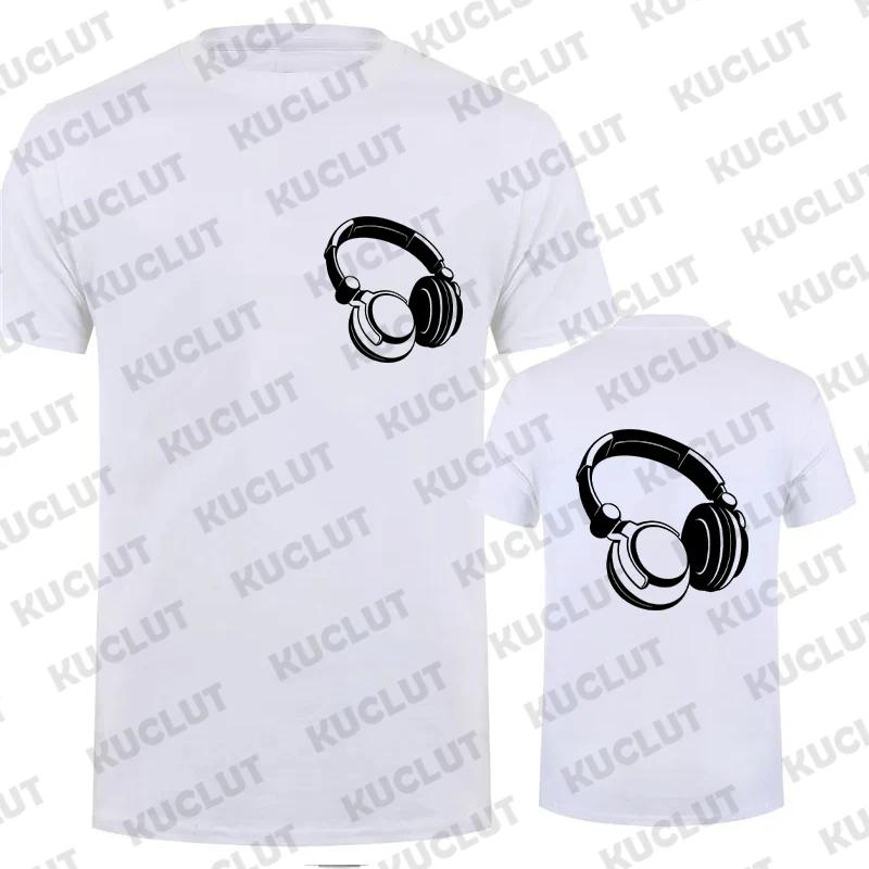 2024 New Headphones Print Casual Short-Sleeved Men's T-Shirt Music DJ Graphic Tee Gift Tshirt Funny Tee Shirt Vintage Streetwear