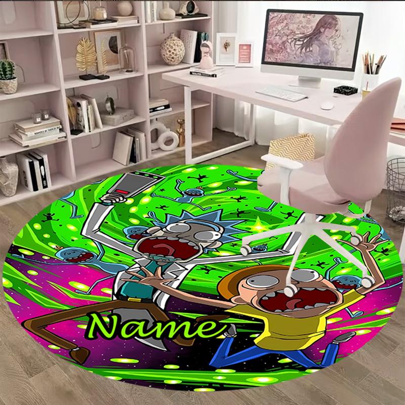 Customizable R-Rick and Morty Round Non-Slip Carpet - Ideal for Garden, Picnic, Office, Perfect for Decoration, Suitable For All Seasons