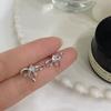 Square Diamond Bow Earrings Small and High-end Sweet and Gentle Style Earrings for Women