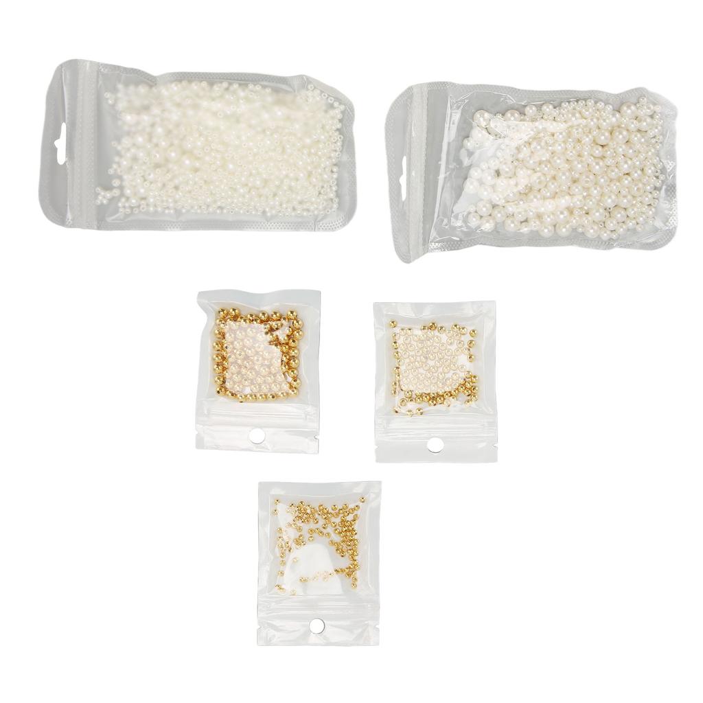 5 Packs Round Spacer Beads Pearl Golden Style Smoothing Light Widely Used Bracelet Beads for Jewelry Craft DIY