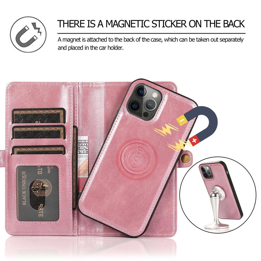 Detachable Multi Card Flip Magnetic Wallet Leather Case for iPhone 15 14 13 12 Pro Max Xs Max XR 8 7Plu Samsung S23 S22 S21 Ultra Plus A14 A13 A52 A53