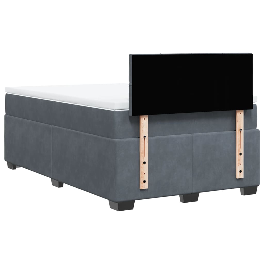 Box Spring Bed with Mattress Dark Grey 120 x 190 cm Velvet