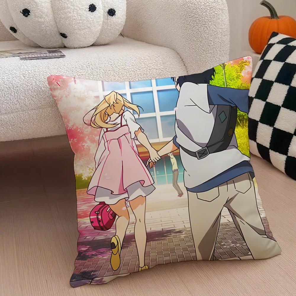 Anime bittersweet YYour Lie in April Cushion Cover Throw Pillow Cover Hidden Button Durable Polyester Chair Cushion