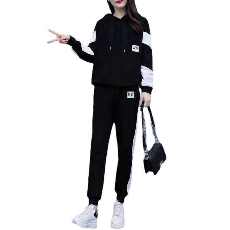 Женский зимний утепленный повседневный костюм с капюшоном и длинными рукавами + брюки, комплект из 2 предметов