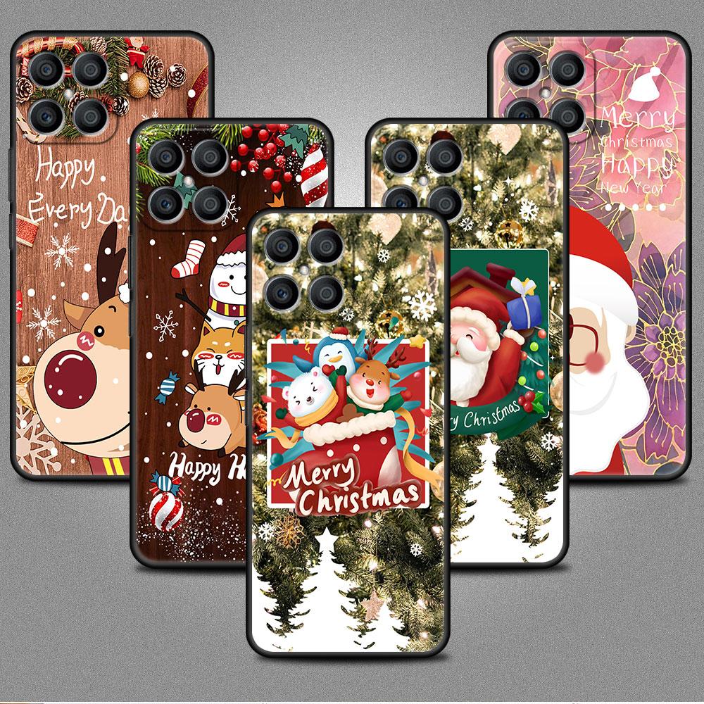 Кейс Красный Нос Олень Санта Клаус Для Huawei Honor X8 X9 P50 X7 50 20 8X Play 9A P40 P30 Lite P Smart 2021 Черный Чехол