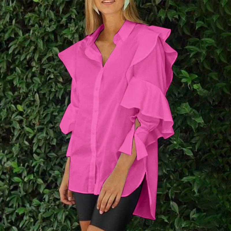 VONDA Женские осенние рубашки с длинным рукавом и воротником-стойкой