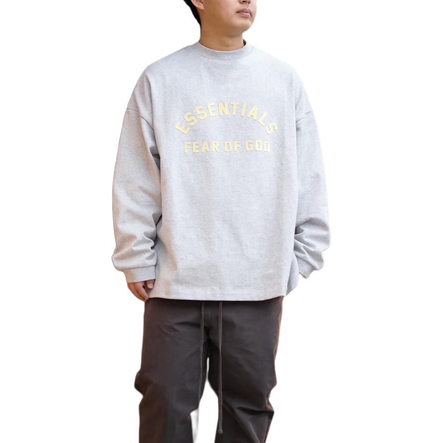 Men's T-Shirt Fear of God Essentials Heavy Jersey Long-Sleeve T-Shirt 'Light Heather Grey'