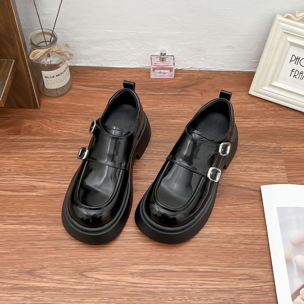 Виноградная мать весна новая ретро маленькие кожаные туфли женские 2025 стиль колледжа маленькие на толстой подошве увеличивающие рост лоферы с неглубоким вырезом