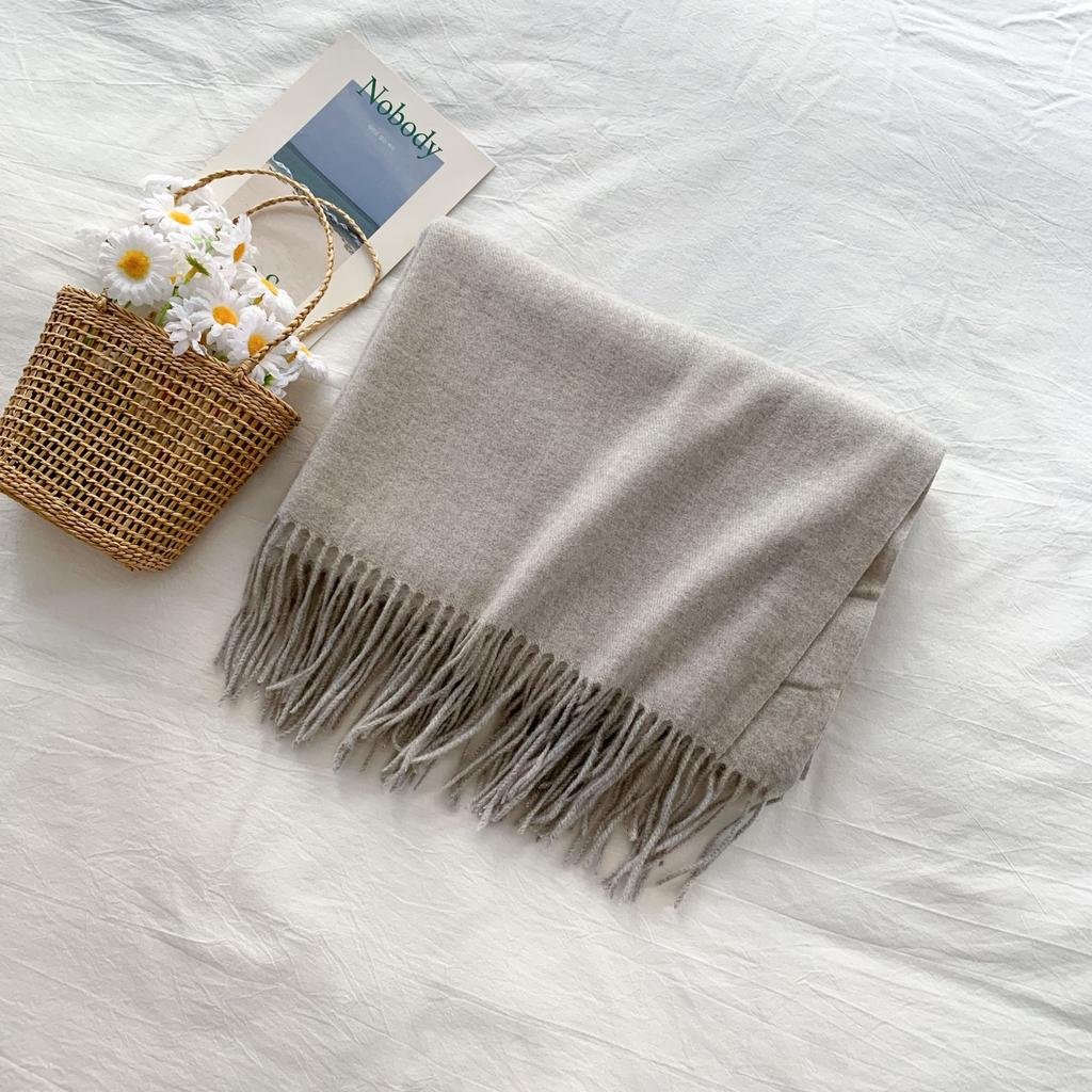 Cashmere Hand Feel Autumn And Winter Solid Color Scarf Women'S Thick Tassel Simple And Versatile Soft And Warm Imitation Cashmere Shawl