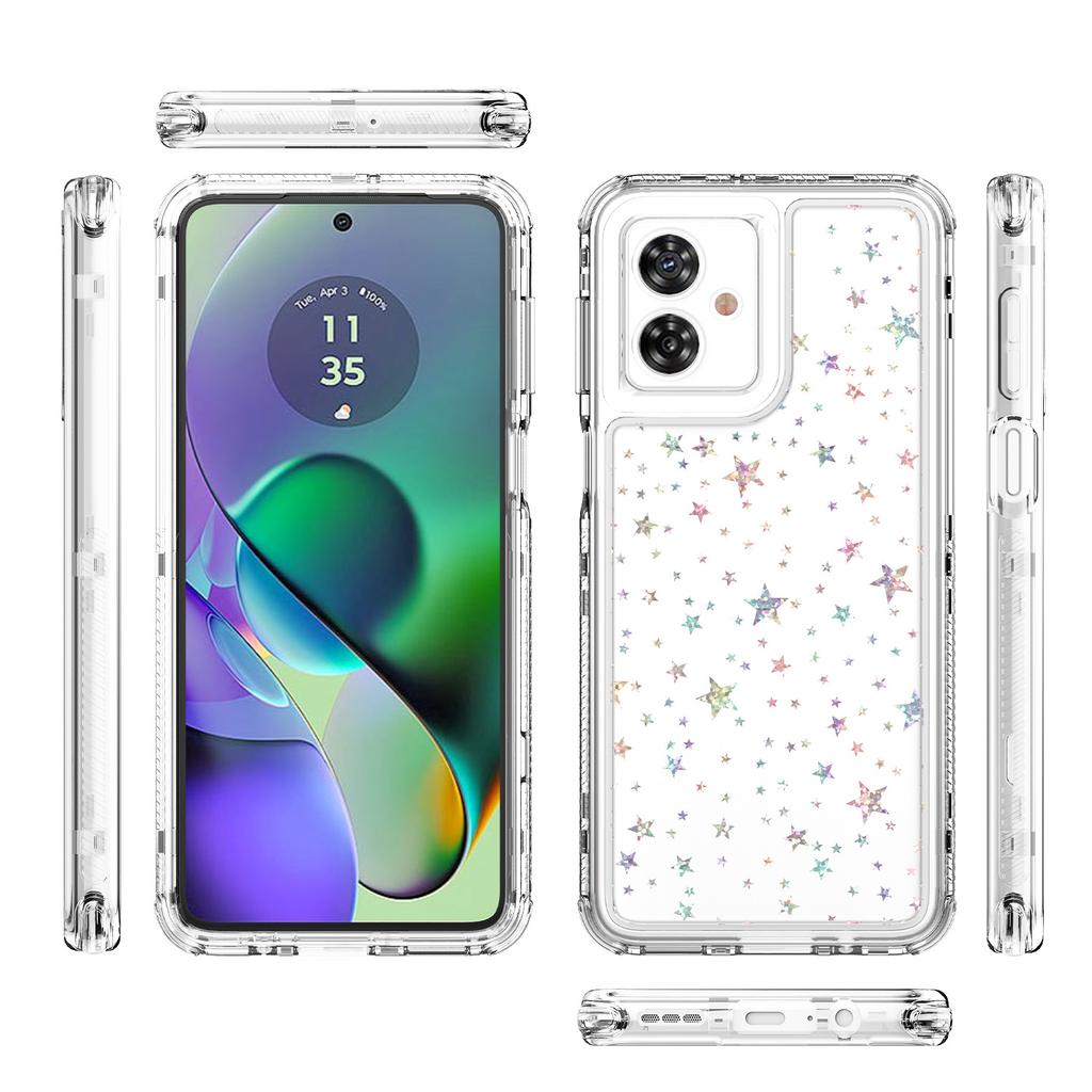 For Motorola Moto G54 5G/G55 5G Case Precise Cutouts Acrylic TPU Clear Phone Cover with Laser-printed Film