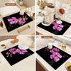 1Pcs Rubber Drying Mat With Retro Moroccan Orchid  Print For Coffee Shop Kitchen Carpet Tableware Durable Diatom Mud Table Mat Pet Mat Coffeeware