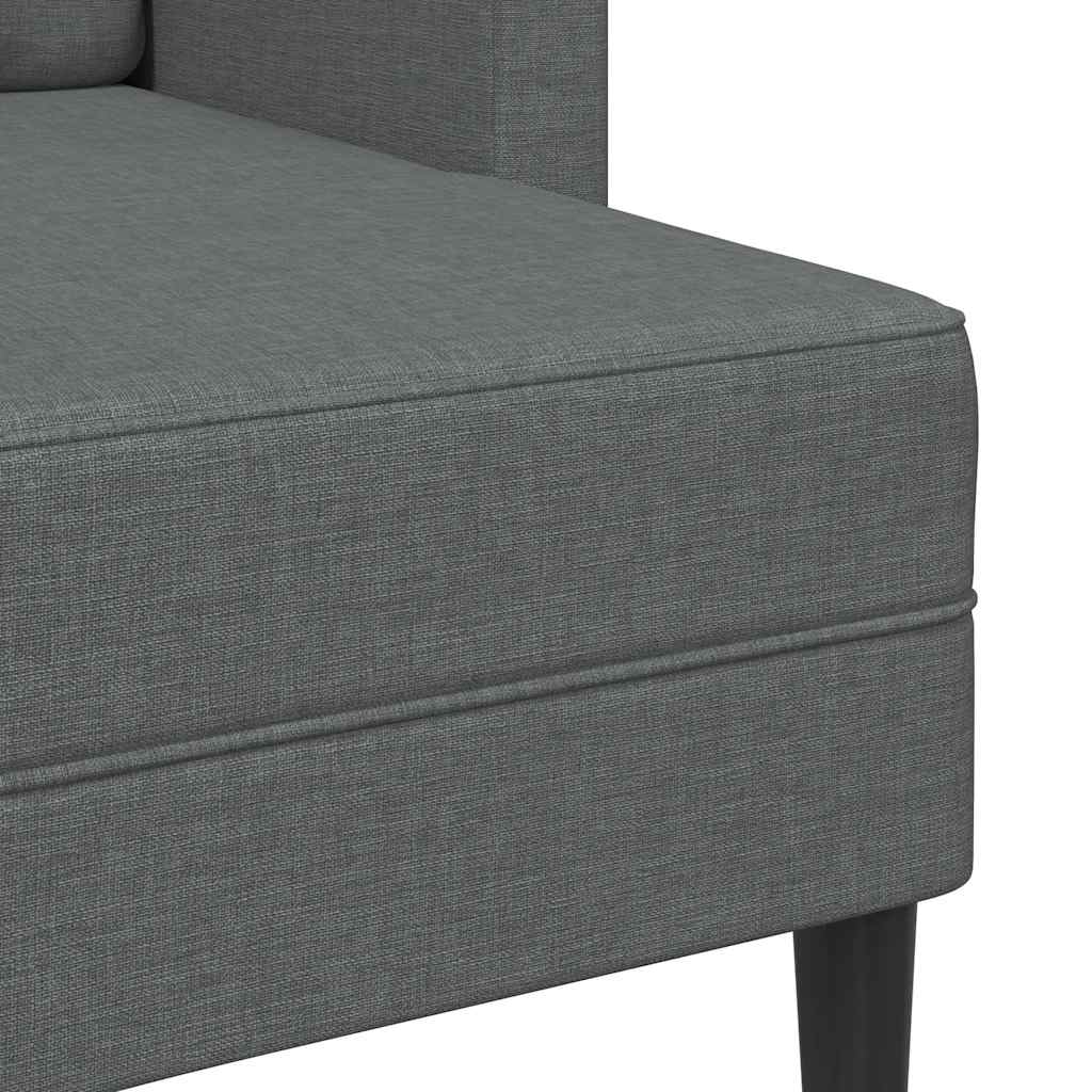2 Seater L Shaped Sofa with Chaise Longue Dark Gray 125 cm Fabric