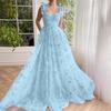 3D Butterfly Prom Dresses Long Lace Applique Tulle Ball Gown For Women Formal Evening Party Gown With Slit