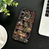 Винтажная книжная полка Кот Чехол для телефона Для Samsung S26,S25,S24,S23,S22,S21,S20,Plus,Fe,Lite,Другие Черный Чехол
