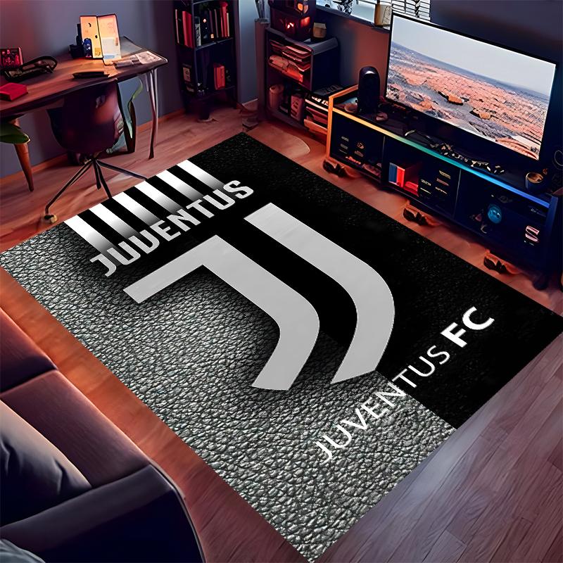 1pc Juventus FC logo Print Area Rug - Soft,Washable Non-Slip Indoor Mat for Office Chairs,Living Room,Home Office Decorative Rug