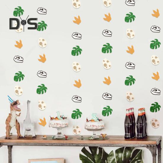 Украшения для вечеринки с динозаврами 2 м/3 м гирлянды с динозаврами фон подвесные баннерные гирлянды бумажные пальмовые листья гирлянда декор для мальчика тема джунглей день рождения