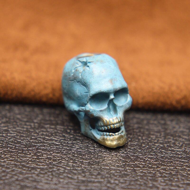 Пулевое отверстие Череп Скелет Нож Бусина Ремешок Подвеска Латунь Панк Ужасы Голова призрака Статуэтки EDC DIY Паракорд Браслет Аксессуар