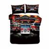 Firefighter Truck Duvet Cover King/Queen Size Red Firemen Car Bedding Set For Kids Boys Girls Fire Engine Polyester Quilt Cover