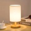 1PC Modern Nordic Style Three-color Fabric Desk Lamp with Wooden Base, USB Powered