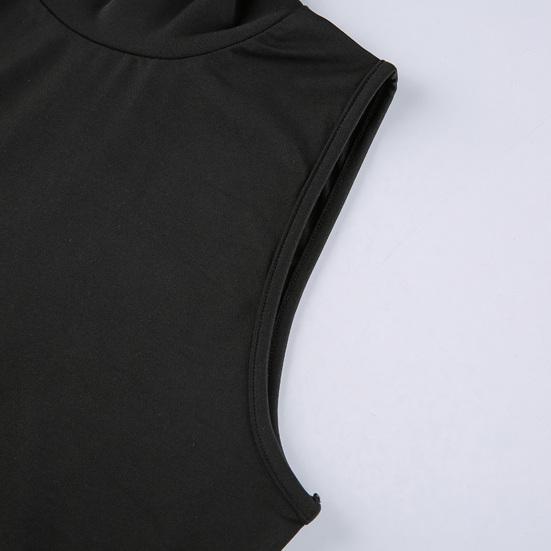 Turtleneck High Elegent Beauty Lady Dress Dress Women Gothic Print Sleeveless Women Dress Split Midi