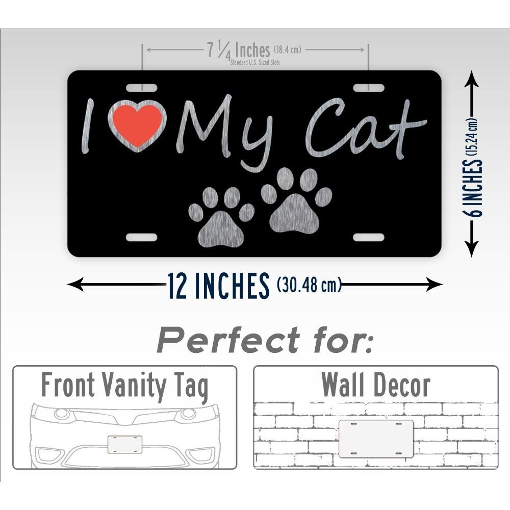 Personalized Aluminum Cat License Plate Car Tag Custom Cute Paw Decoration
