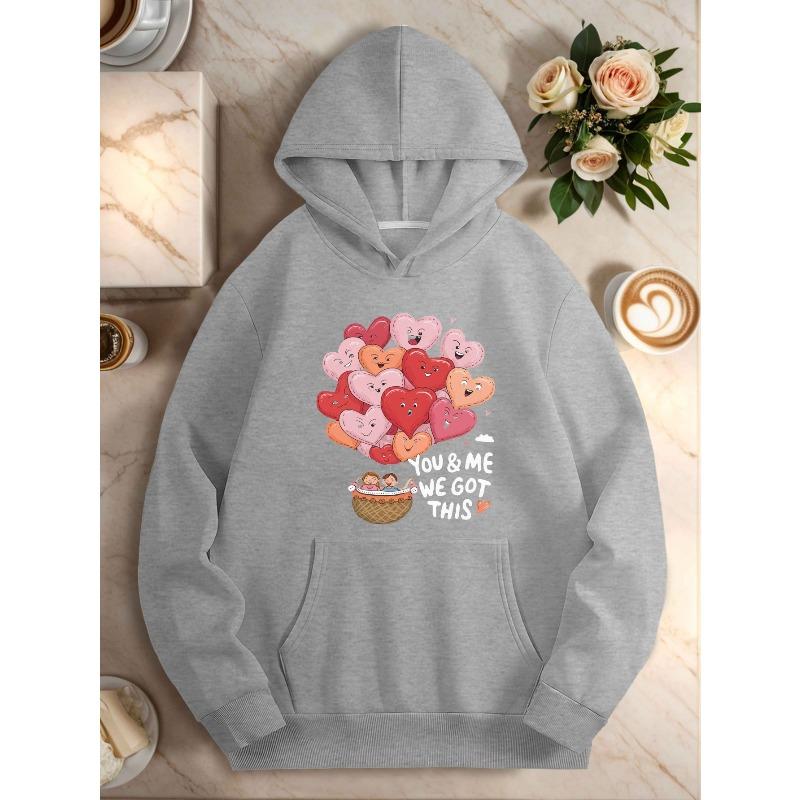 Print Love Print Hoodies Men Fleece Sweatshirt Hip Hop Casual Hoodie Vintage Pullovers Loose Hoodie Y2k Clothes Sweatshirts