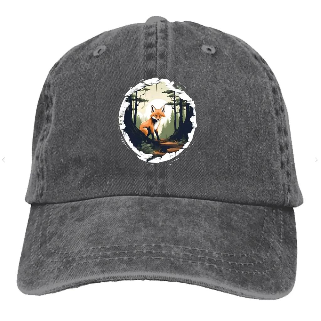 Washed Men's Baseball Cap On the Tree Trucker Snapback Caps Dad Hat A Fox In The Wild Golf Hats