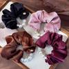Retro Luxury Velvet Pearl Hair Scrunchies High Elastic Headbands for Womens Elegant Hair Band Female Ties Ponytail Head Rope New
