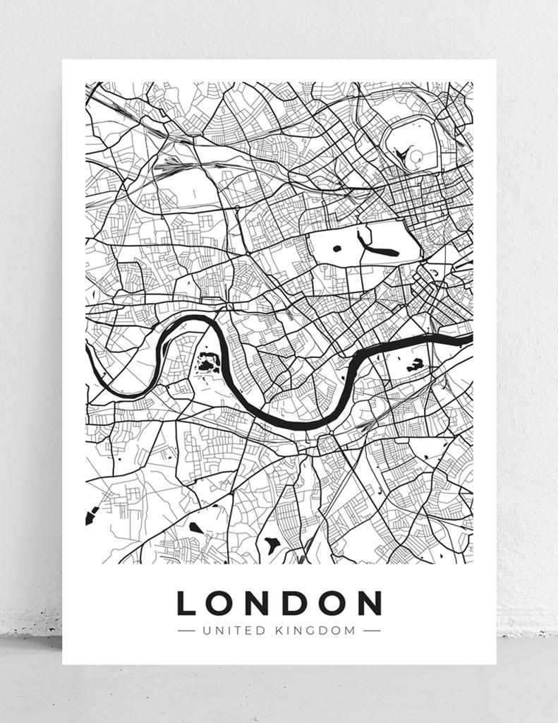 Плакат карта план города Лондон