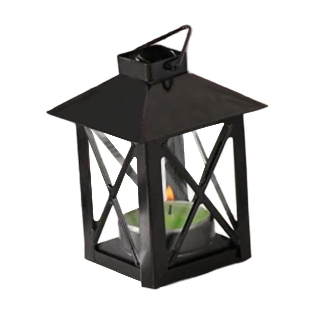 Vintage Iron Lantern with Glass Candle Holder Suitable for Wedding Home Office Decor