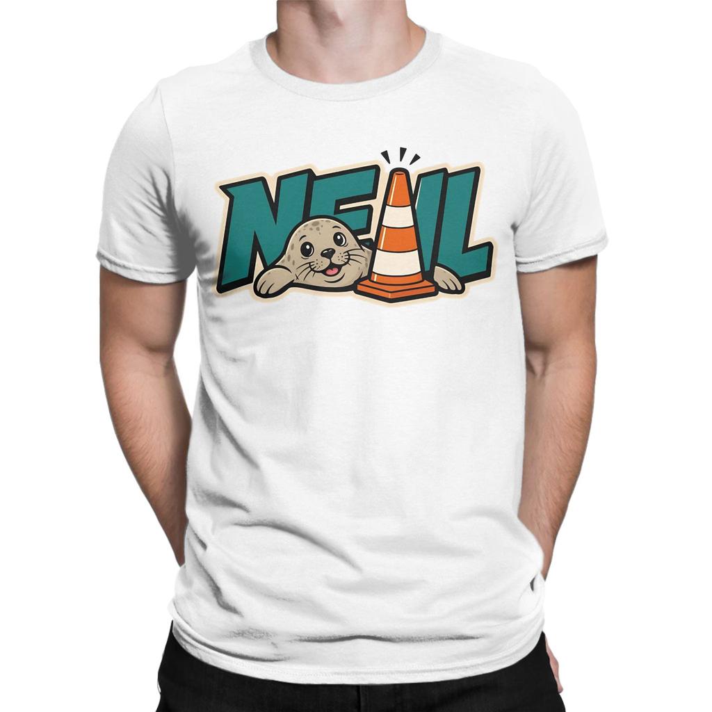 Vintage Neil the Seal Animal TShirts for Unisex Unisex Round Collar Cotton T Shirts Short Sleeve Tee Shirt Printed Tops