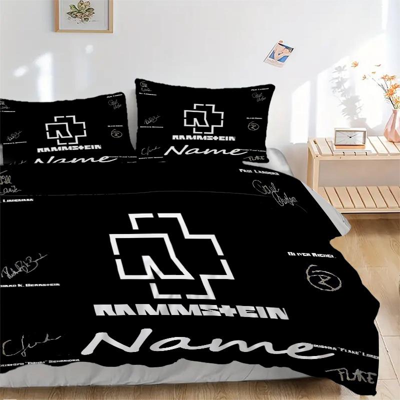 Custom Textile Rammstein Tribute Bedding 3 Piece Set HD Print Duvet Cover Pillowcases for Teens Adult Bedroom Decoration