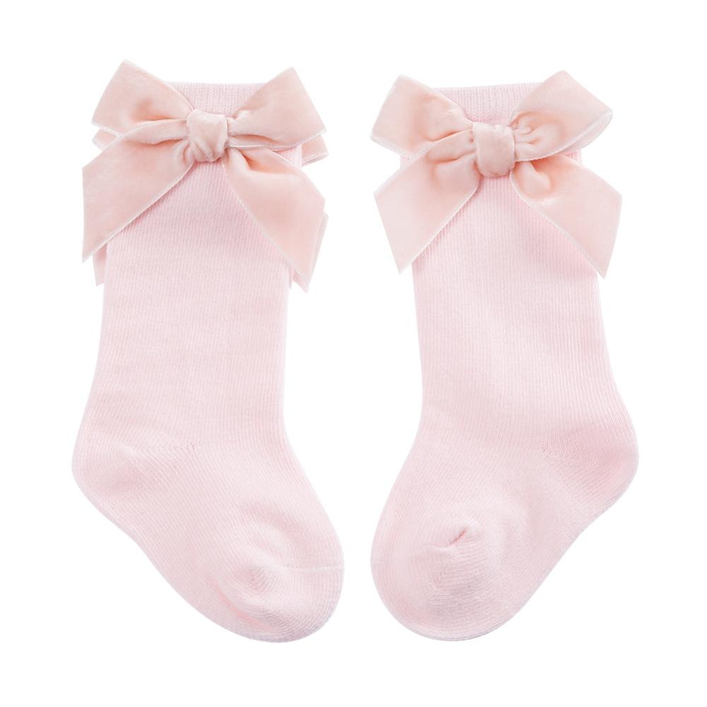 Носки для девочек Носки принцессы с бантом Гольфы для младенцев Носки до колена Тонкие хлопковые носки для новорожденных