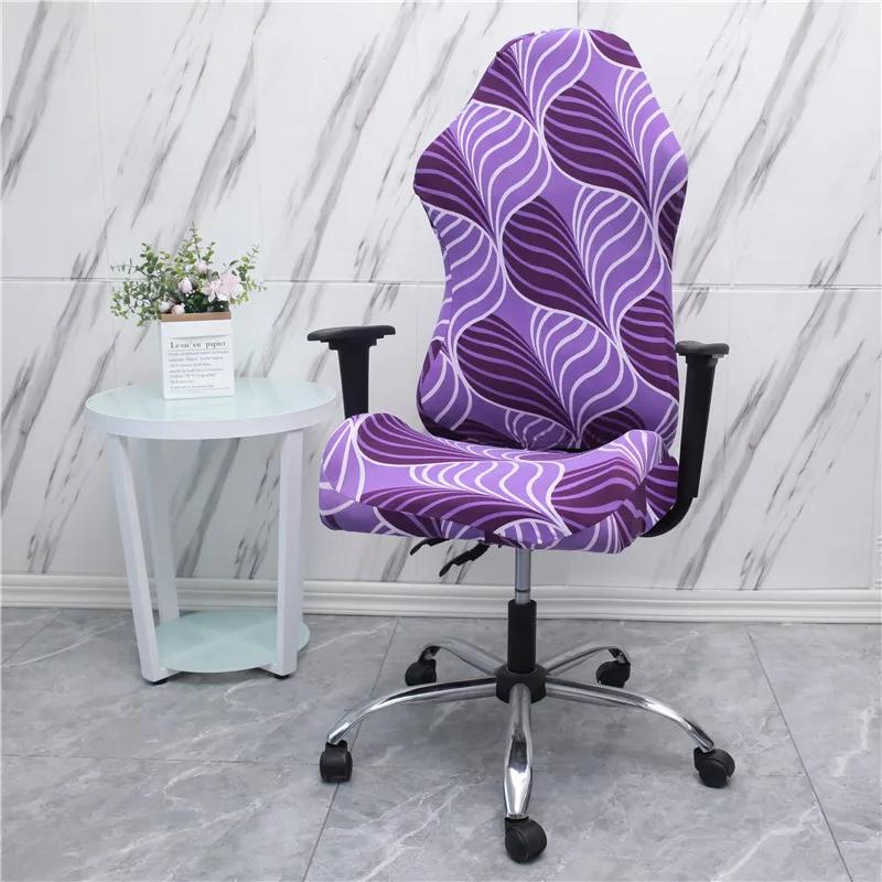 Office Computer Gaming Chair Covers Stretch Spandex Armchair Gamer Seat Cover Printed Household Racing Desk Rotating Slipcovers