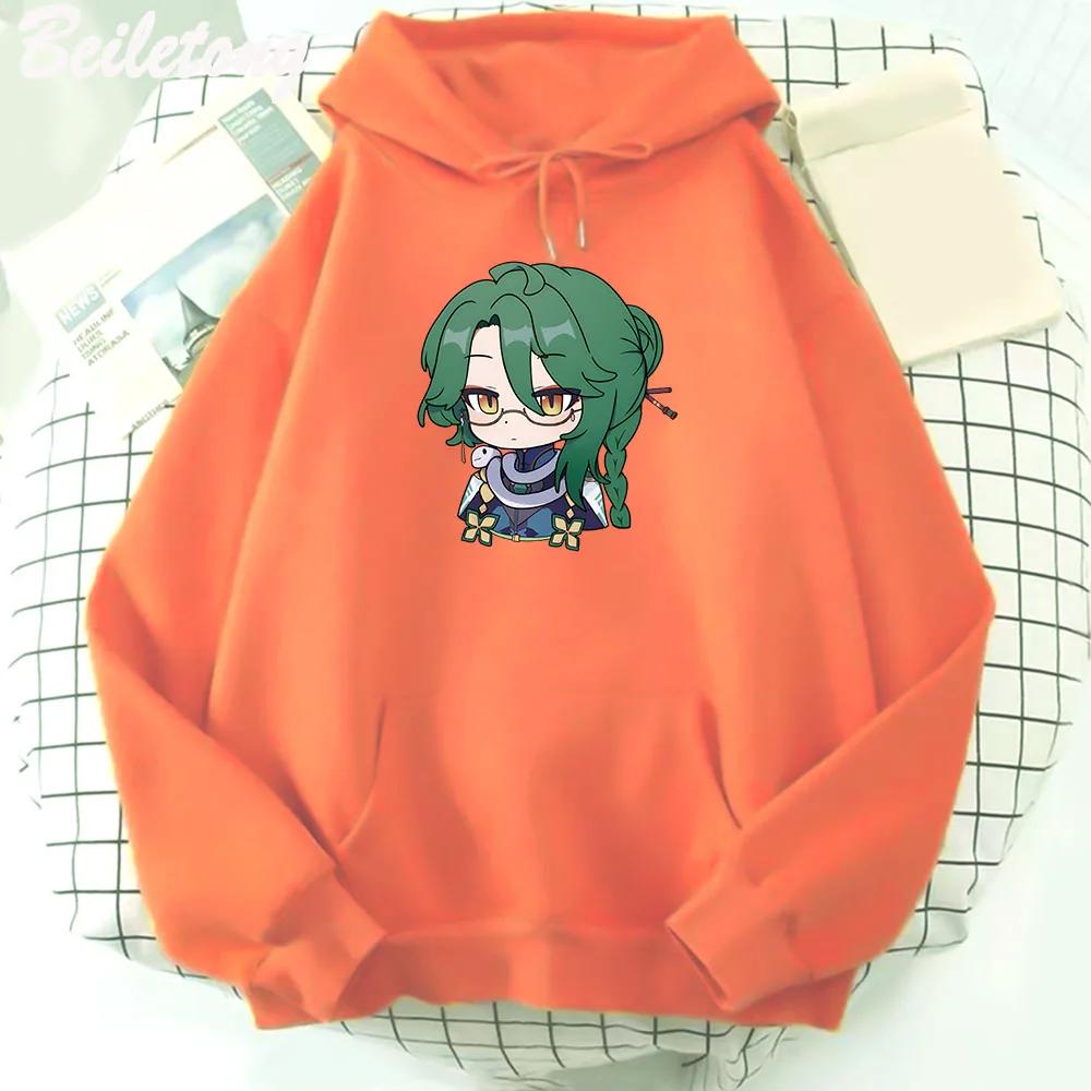 Baizhu Genshin Impact Hoodies Cartoon Cute Print Sweatshirts Women Spring Fashion Tops Kawaii Clothing Aesthetic